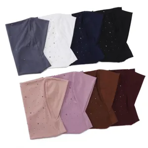 Bonnet hijab musulman orné de strass multicolores couvre-chef extensible doux femmes