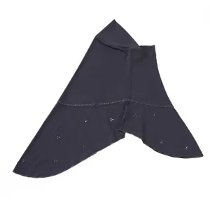 Solid color crystal linen swallowtail hijab with sparkling rhinestone details.