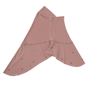 Elegant crystal linen instant hijab with sparkling rhinestone clover details for women stylish.