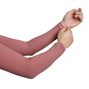Solid color modal cotton sun protection arm sleeves for outdoor driving and daily wear details.