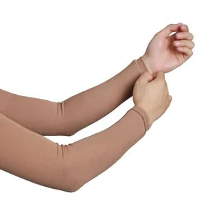 Solid color sun protection arm sleeves, breathable stretchy fabric for outdoor driving sports.