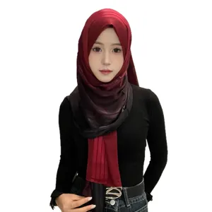Bufanda hijab de gasa degradada pañuelo plisado bicolor chal envolvente moda mujer