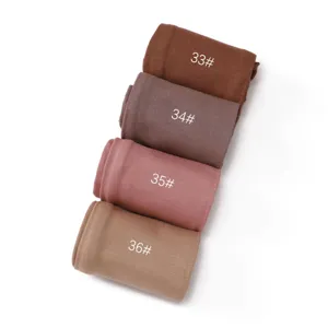Solid color modal cotton sun protection sleeves, rolled up detail display showing sizes 33 to 36.