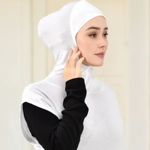 White modal cotton one-piece hooded inner cap anti-peep scarf for women daily commuting wear