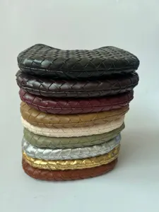 Mini geweven lederen clutch tas meerkleurige stapel stijlvolle handtas dames