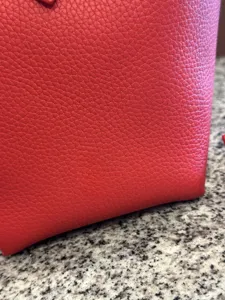 Red leather bucket handbag top layer cowhide classic tote bag large capacity fashion purse