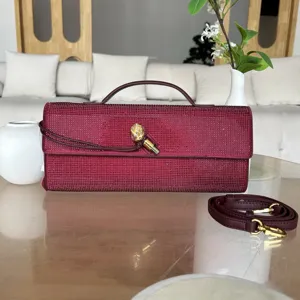 Femmes Luxe Cuir de Vachette Sac de Soirée Strass Paillettes Pochette Mode Sac à Main Élégant Sac Bandoulière Épaule