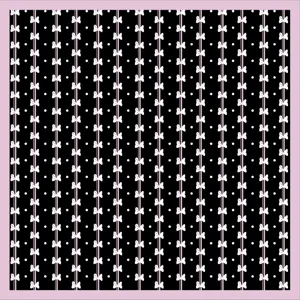 Schickes schwarzes Chiffon-Quadrat-Tuch mit rosa Streifen und weißer Schleife, elegantes Halstuch.