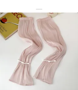 Manches de protection solaire plissées femme unies manchons anti-UV avec boutons perles