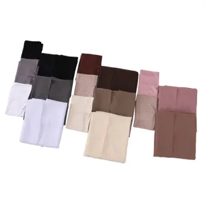 Detailed view showing multiple color variations of soft chiffon scarf and matching inner cap sets.