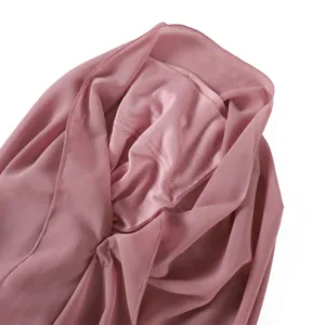 Solid color pearl chiffon hijab scarf inner cap magnetic buckle set elegant daily wear accessor