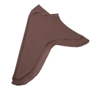 Detail view of the brown chiffon slip-on hijab showing its comfortable double layer design.