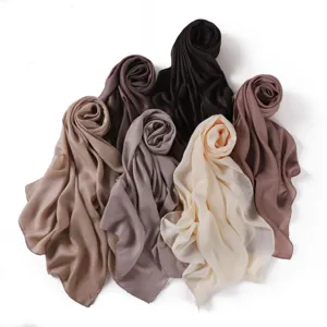 Sciarpa lunga in chiffon perlescent unito hijab scialle di garza lucida da donna