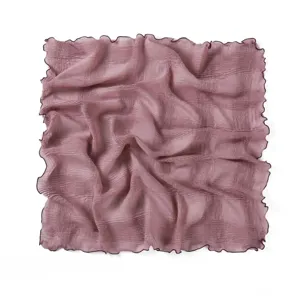 Detailed close-up of the crinkled square scarf showing soft texture and lettuce edge.