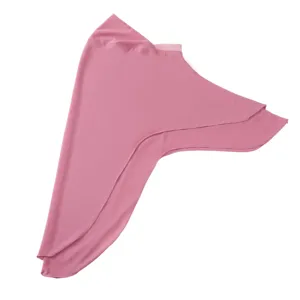Detail view of the double-layer chiffon swallowtail instant hijab showing soft pink fabric and edge.