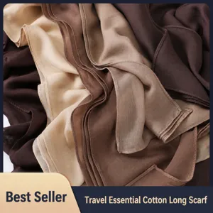 Écharpe Longue Légère Unie en Coton Lin pour Femmes Châle de Voyage Doux Foulard en Viscose