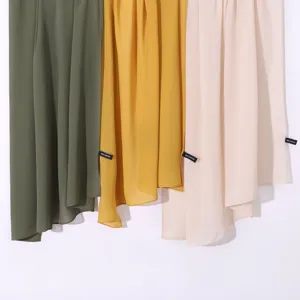 Solid color chiffon long scarf headscarf detail display, showing smooth texture and nice drape.