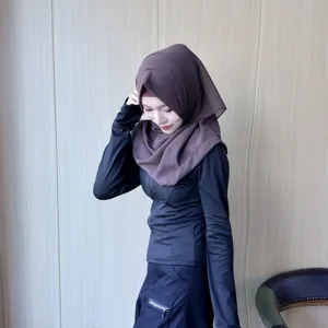 Solid color pearl chiffon long scarf matching inner cap and magnetic buckle set for women.