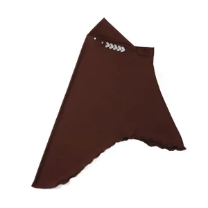 Ijszijde effen hijab hoofddoek met strass hart decor en golvende rand voor vrouwen