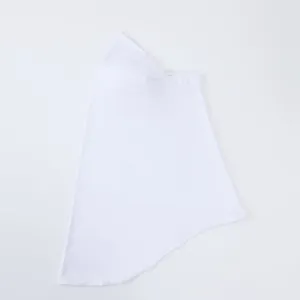 Detailed view of the plain white milk silk inner hijab cap, showing soft and smooth fabric texture.