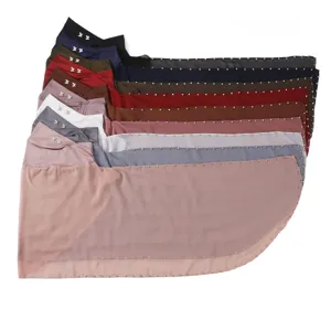 Dames Chiffon Sjaal Strass Bezet Effen Kleur Hijab Hoofdoek Lichtgewicht Lange Sjaal Mode Accessoires