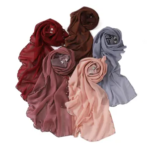Chiffon hijab sjaal set met strass vlinder decor, elegante kleurrijke hoofddoek.