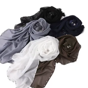 Chiffon Strass Hijab Sjaal voor Dames Elegante Multi Color Hoofddoek Hoofdaanzicht Nieuw