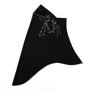 Black stylish Muslim hijab headscarf with rhinestone star tassels, comfortable and elegant.