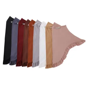 Solid color pleated ruffle Muslim hijab crystal bow swallowtail slip-on turban multi colors