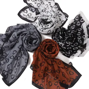 Sciarpa lunga in chiffon cuore elegante foulard donna protezione solare mare moda