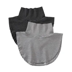 Womens striped fake collar turtleneck detachable mock neck sweater blouse accessory