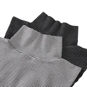 Detailed close-up view of the black and white striped fake turtleneck collar product.
