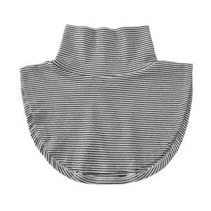 Women black and white striped mock turtleneck fake collar detachable sweater shirt neck warmer