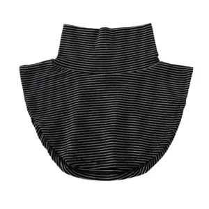 Detailed view of black and white striped detachable turtleneck collar for women warmth.