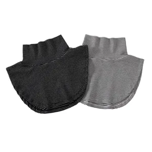 Women striped detachable turtleneck fake collar winter warm mock neck sweater accessory