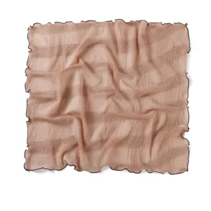 Elegant crinkled square scarf with lettuce edge, soft sheer shawl for women daily wear.