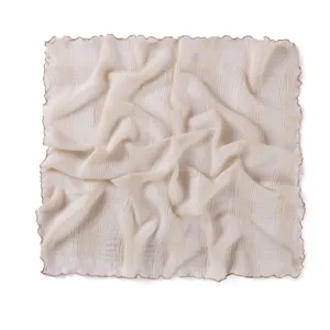 Elegant pleated square scarf for women, soft solid color wrap, chic wavy edge shawl and neckerchief.