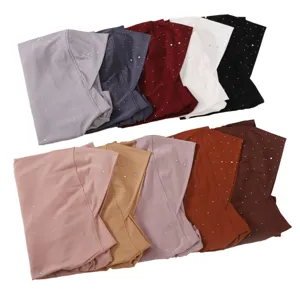 Solid color crystal linen rhinestone hijab swallowtail pullover head cover multi-color set