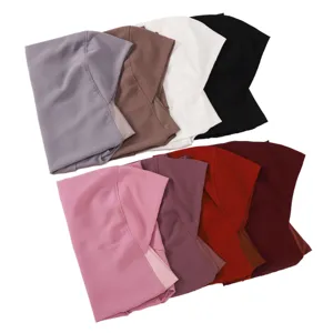 Double layer chiffon hijab swallowtail solid color Muslim headscarf multi-color display main view