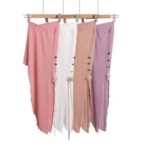 Solid color crystal linen swallowtail hijab with rhinestone and pearl fringe, multi-color.