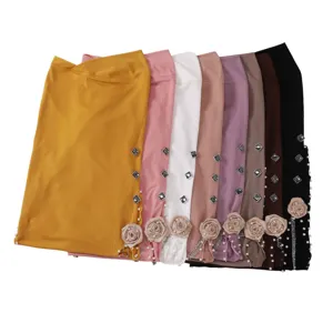 Women crystal rhinestone rose turban hijab headscarf multi color soft comfortable head wear