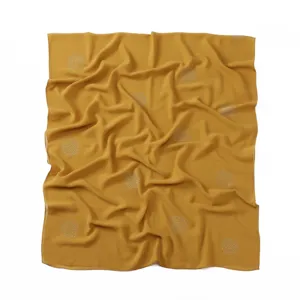 Elegant mustard yellow chiffon hijab scarf with sparkling rhinestone polka dots for women.