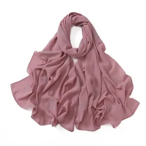 Women plain chiffon hijab scarf with rhinestone polka dots stylish long shawl wrap