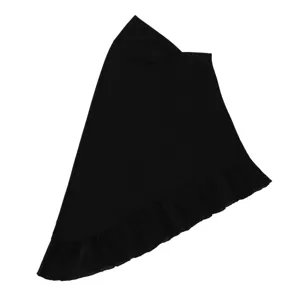 Chiffon pleated ruffle headscarf detail view, elegant black hijab bonnet for women.