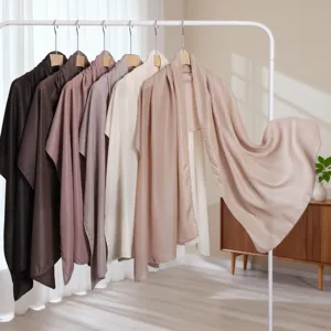 Donna Chiffon Sciarpa Lunga Tinta Unita Perla Lucido Scialle Protezione Solare Leggero Foulard Elegante