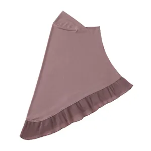 Plain chiffon ruffle headscarf women soft hijab pull-on cap elegant daily wear accessory