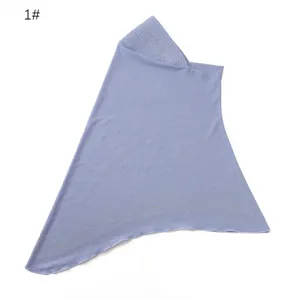 Stylish women rhinestone ribbed hijab headscarf versatile soft visor hat veil blue 1pc