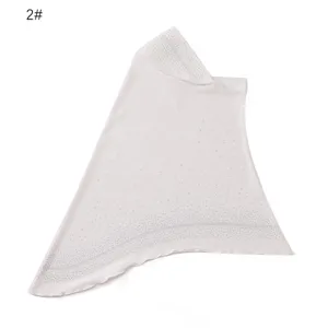 White rhinestone threaded headscarf detail, soft brim Muslim hijab headwear for women.