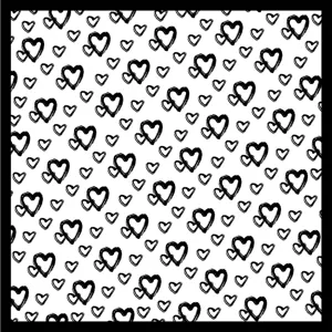 Chiffon Halstuch Stoff Detail nahaufnahme mit handgezeichnetem schwarz-weiss Herz Muster.