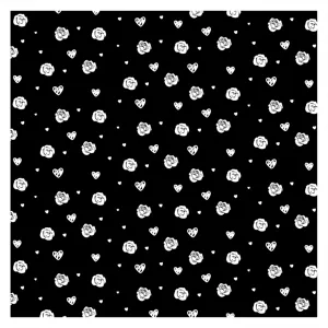 Schwarz-weiße Blumen Rosen Herzen Muster Chiffon Schal Stoff Detail, stilvoll u elegant.